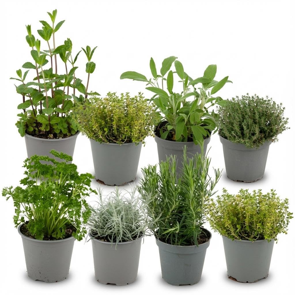 Hierbas Italianas con Albahaca y Romero, para Cocina, Pack de 8, 12 cm