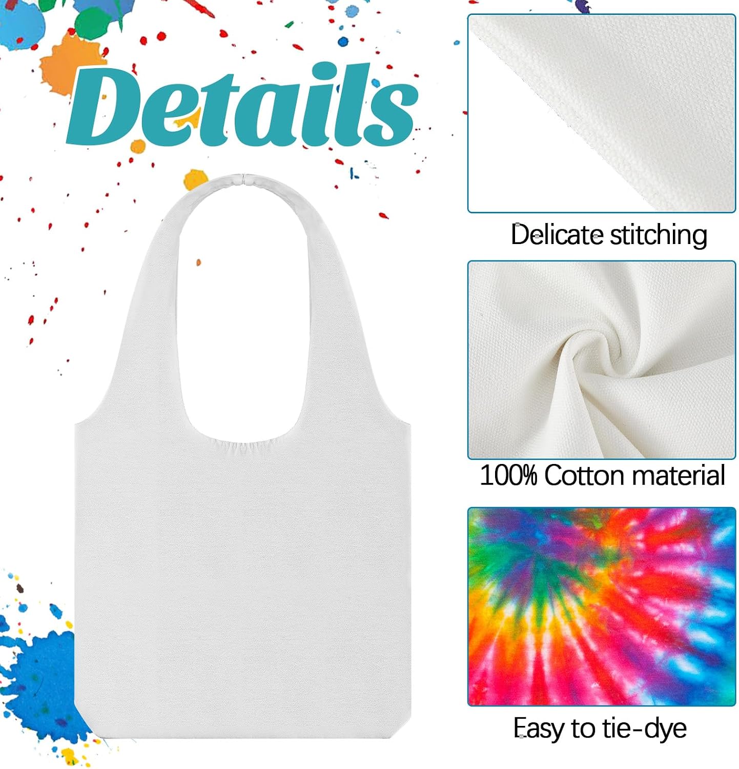 Silkfly White Cotton Tote Bags for Tie Dye Party Items Things to Tie Dye DIY Blank Tote Bag Bulk for Large Groups