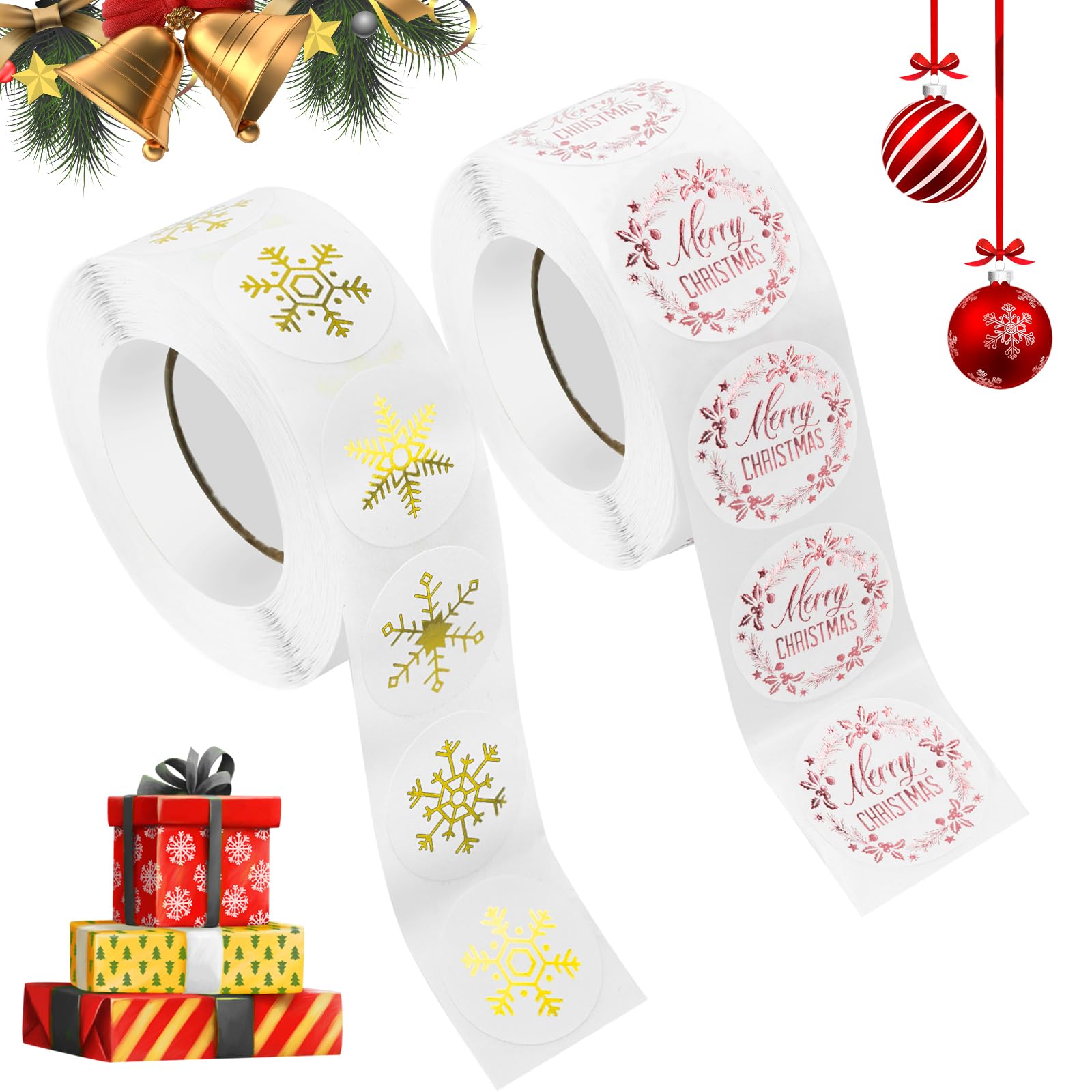 Etichette Adesive Natale 1000 Pezzi – Rotondi 2.5 Cm, 16 Motivi Natalizi, Auto Adesivi, Per Scrapbooking E Pacchetti Regalo
