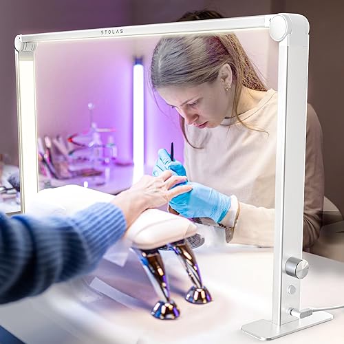 Lámpara de escritorio portátil para tecnología de uñas, 3 temperaturas de color, brillo de 4000-6000K luz LED ajustable para uñas para escritorio