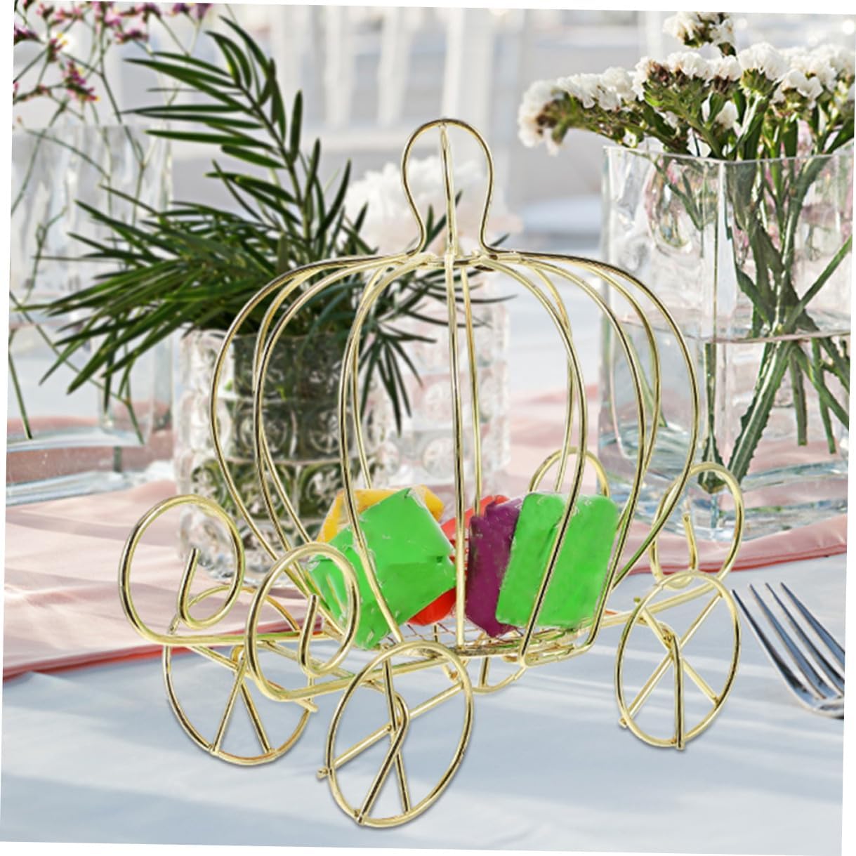 Gold Metal Pumpkin Carriage Favor Box Set of 3 Xmas Halloween Season image 5