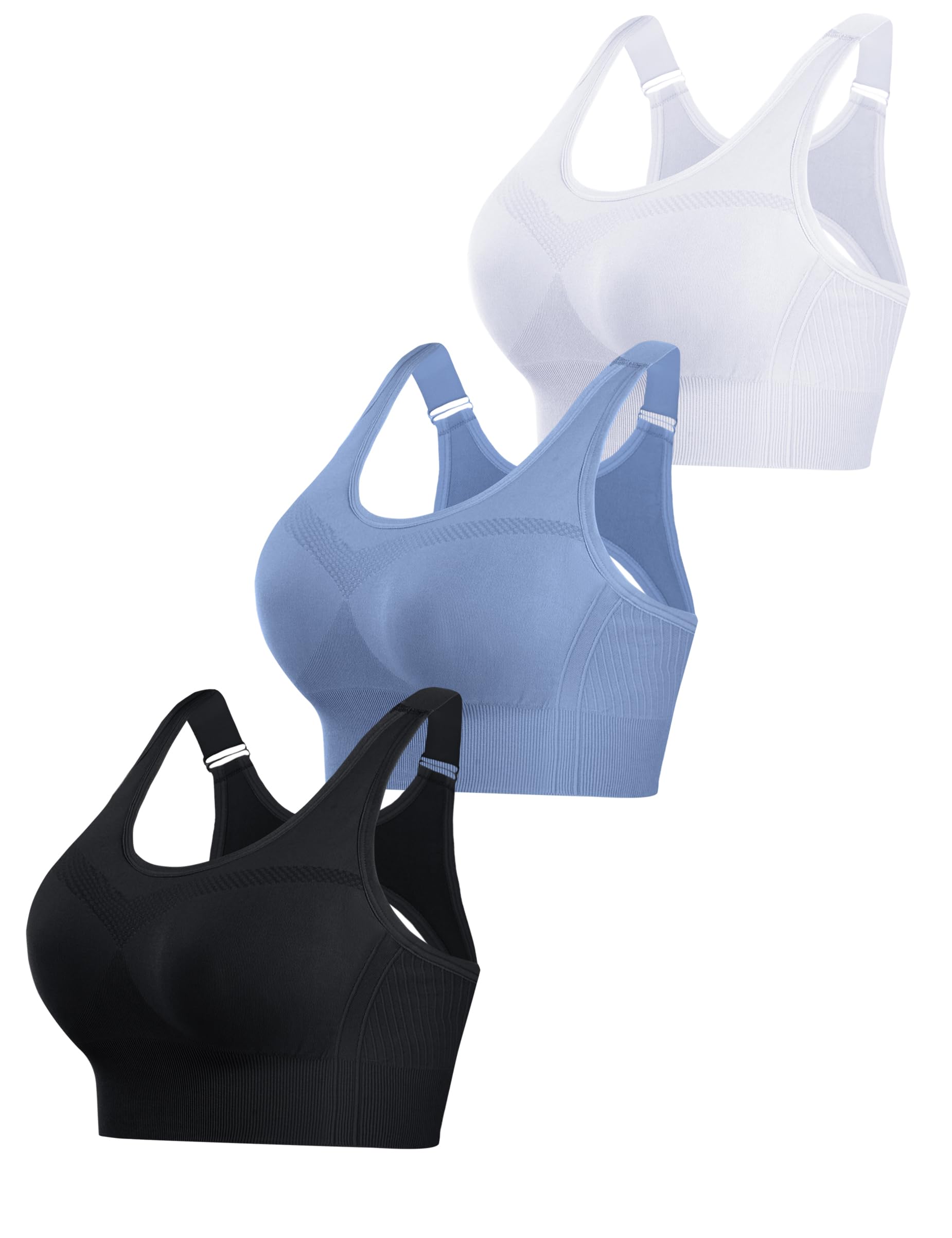 Litherday Sportbeha voor dames, hoog effect, push-up-top, fitness, met uitneembare voering, zonder beugel, fitnessbeha voor yoga, hardlopen, gymnastiek, S-XXL, Azul Donkergrijs, S