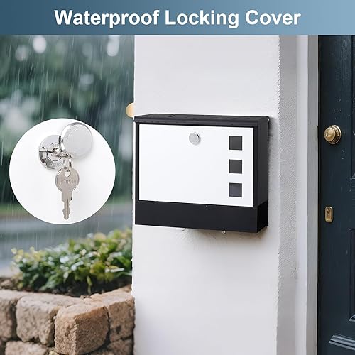 Miniatura 41 de Jssmst - Buzón con cerradura montado en vertical en la pared - Buzones con cerradura de llave de gran capacidad, 14.3 x 4.1 x 11.8 pulgadas