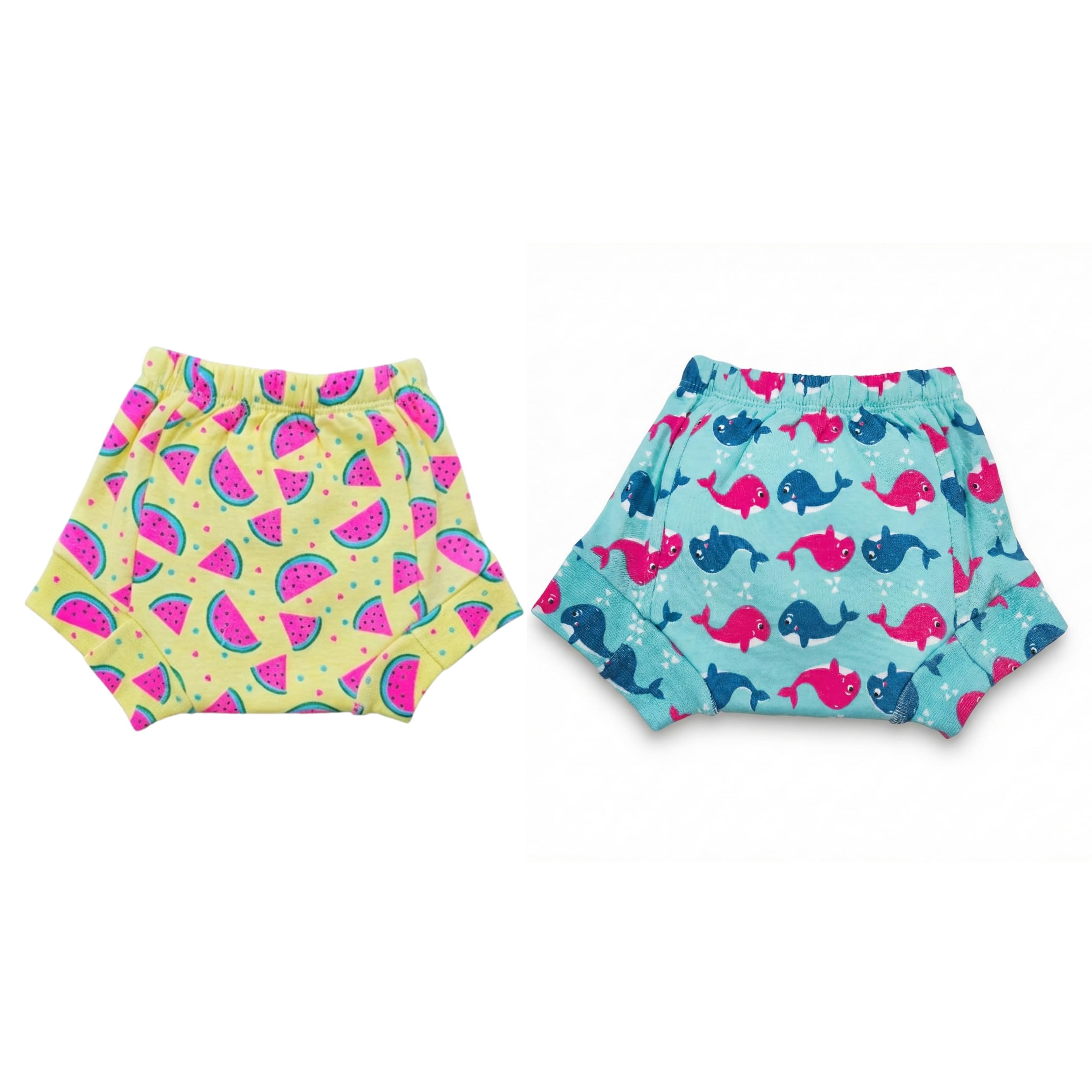 ASJAR Baby Cloth Printed Diaper | Reusable & Washable Nappy for 6 Months to 3 Years | Soft Cotton, Comfortable Fit | Pack of 2 | Size : S,M,L | Multicolor (L)