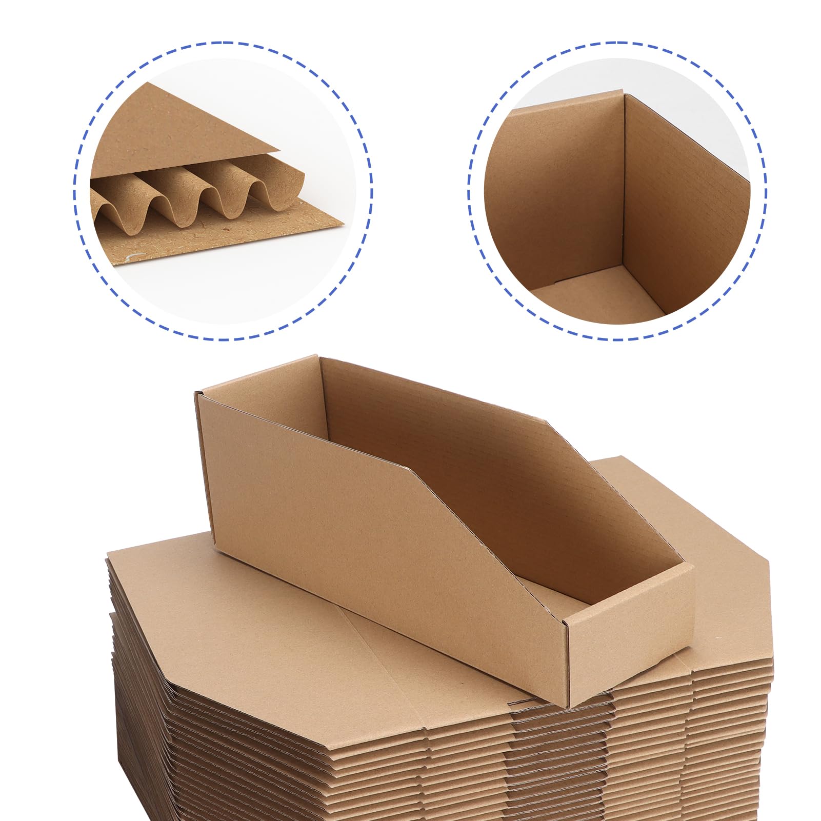EXYGLO Contenitori in cartone, confezione da 35 scatole di cartone ondulato, 30 x 10 x 11,4 cm, per dispensa, scaffali, garage, ufficio, negozio, marrone