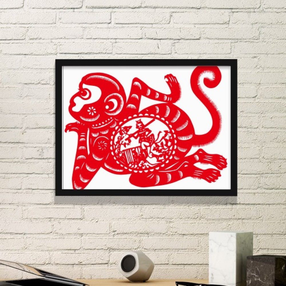 Peintures accueil stickers singe traditionnel de chine et cadre photo noir