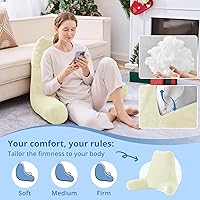 Vista 3 de Sasttie Almohadas de lectura, 25 pulgadas, para sentarse en la cama, terciopelo, jumbo, respaldo alto XL, apoyo de espalda para sofá y piso, Crema