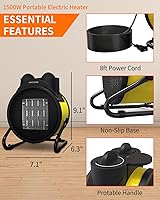 Vista 6 de Buyplus Calentadores al aire libre para patio, calentador eléctrico de garaje de 1500 W con ángulo ajustable de 90°, protección contra