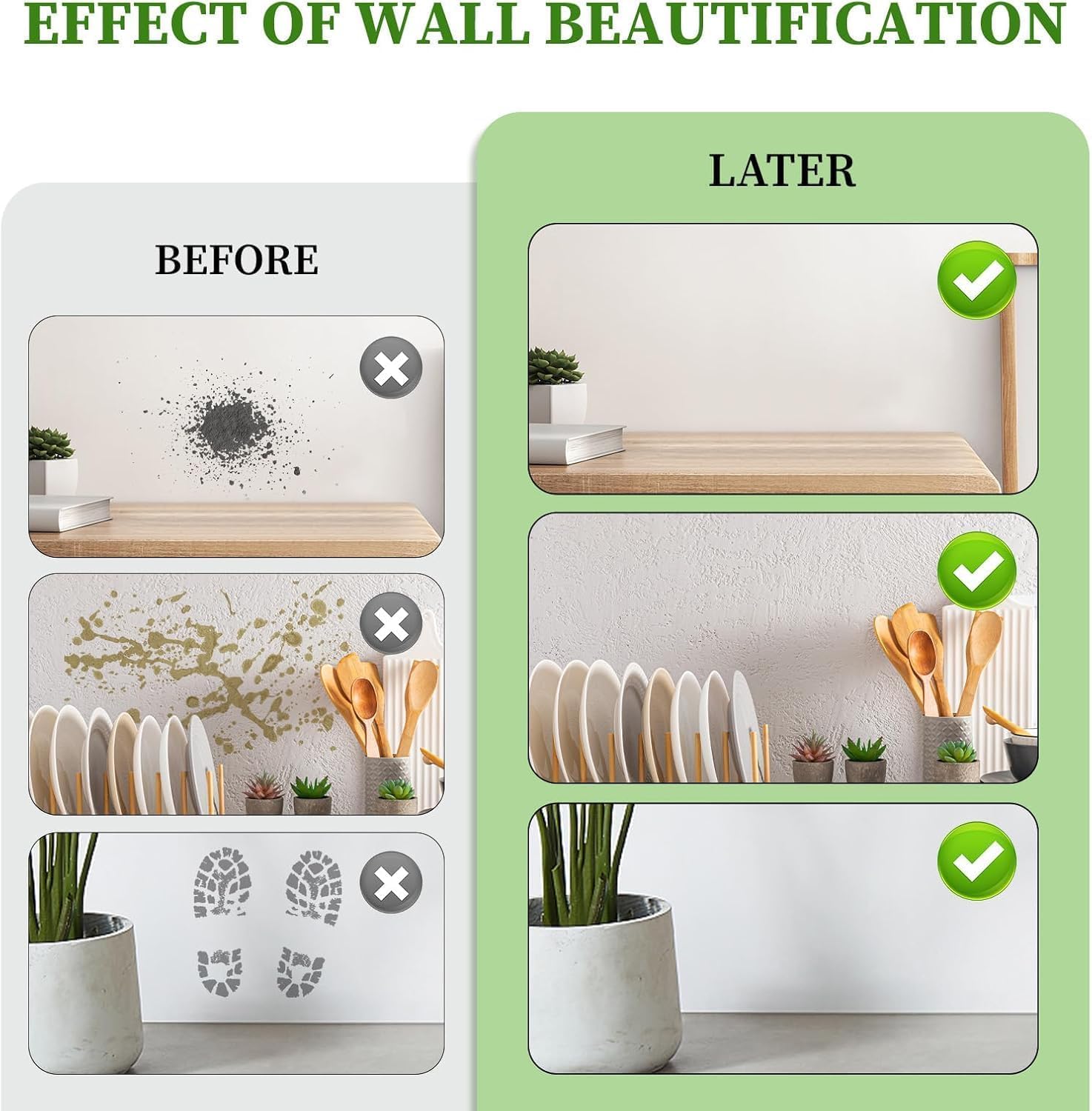 HKD SALES Wall Repair Roller Paint Household Supply Cleaning Tool White Water Based Latex DIY Renovation With Rolling Brush Touch Up Portable No-odor Antibacterial Paint Roller Brush(White-500Gm) 3