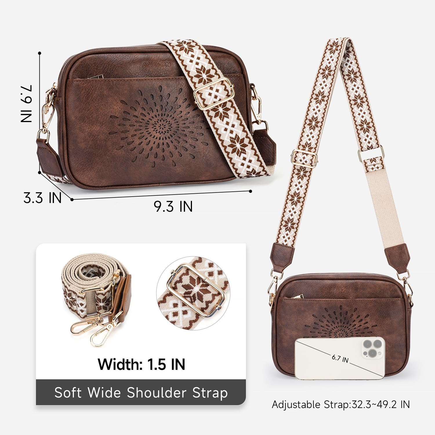 APHISON Quilted Crossbody Bags for Women Trendy,Vegan Leather Small Crossbody Purses Shoulder Handbags with Adjustable Strap - Image 3