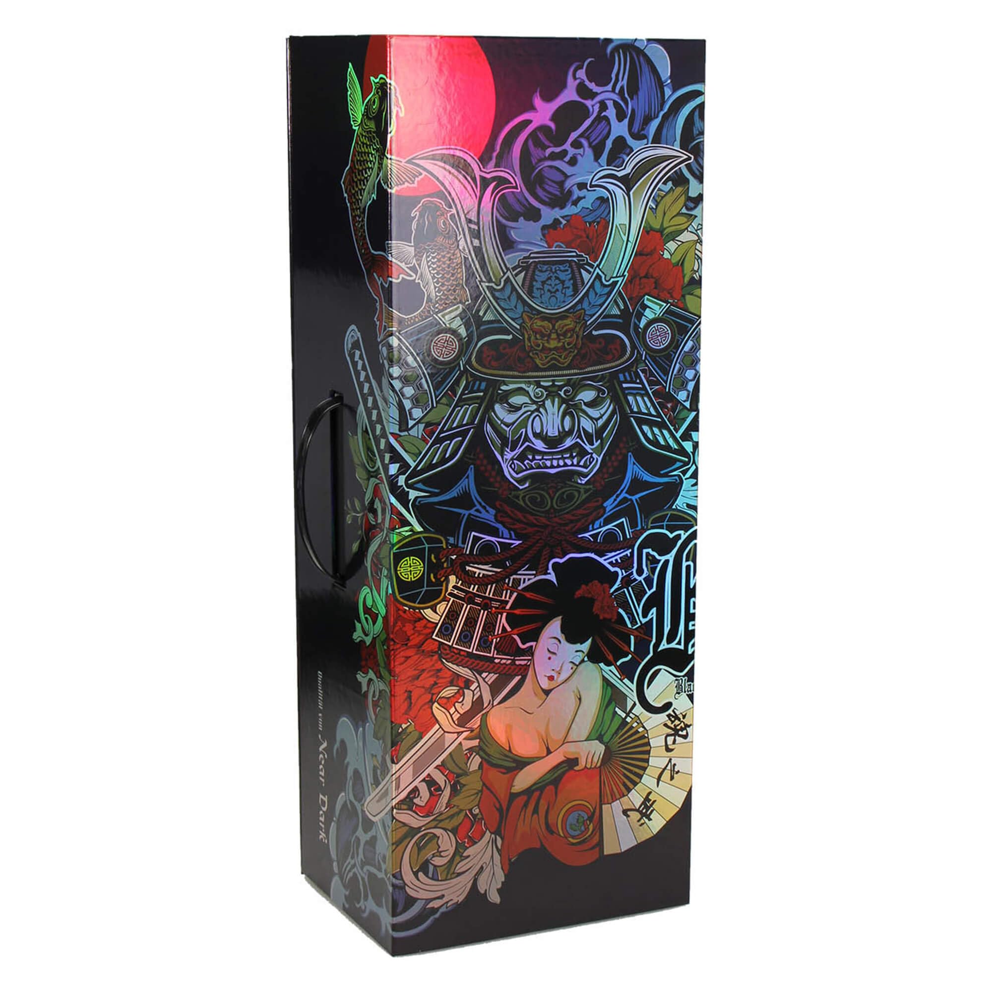 Black Leaf Zylinder Bong Japan-Style RONIN GEISHA Eiskammer Kickloch Kofferbong Baumperkulator Grinder Rolling Tray 50cm