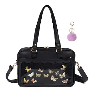 Chillpaper Ita Purse Crossbody Japanese Shoulder Bag Messenger Pin Display with Insert Pompom Cute Kawaii