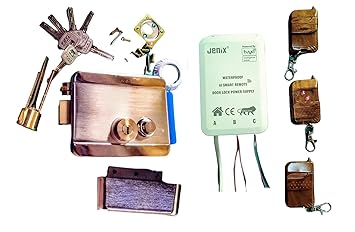 Jenix Remote Mobile App Operated WiFi Electronic Door Lock can Open from Anywhere Using Mobile App, Remote | 3 Remote + Electric Door Lock with 6 Keys + Mobile App Power Supply I Home Security Lock