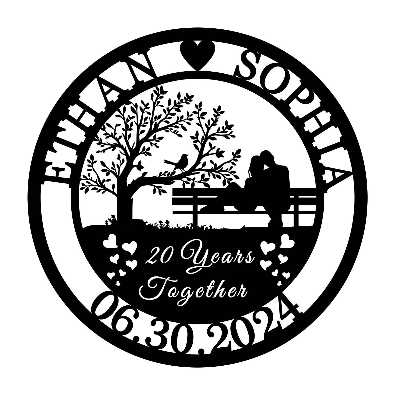 Personalized Anniversary Metal Signs, 5th/10th/20th/30th/50th/60th/70th Anniversary Wedding Anniversary Gifts, Customized Name Metal Signs, Metal Art, Anniversary Gifts, Wedding Gifts for Men, Women