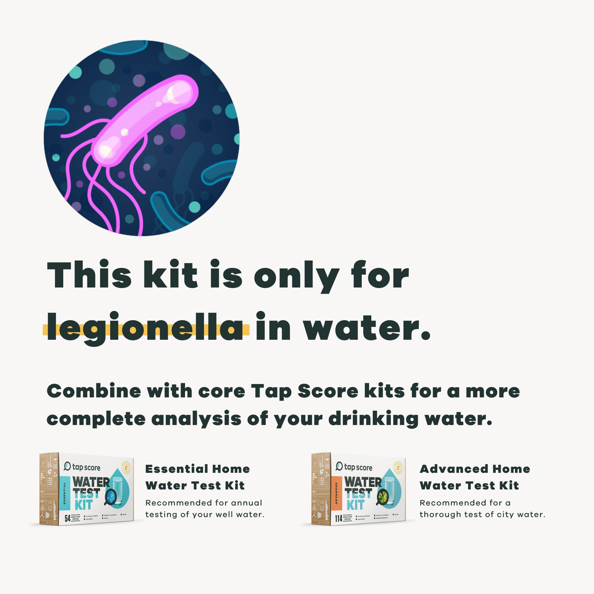 Tap Score Legionella in Water Test Kit | Specialized EPA Certified Drinking Water Labs | #1 Best Home Water Test 2021-24 NYT Wirecutter | 100% Unbiased