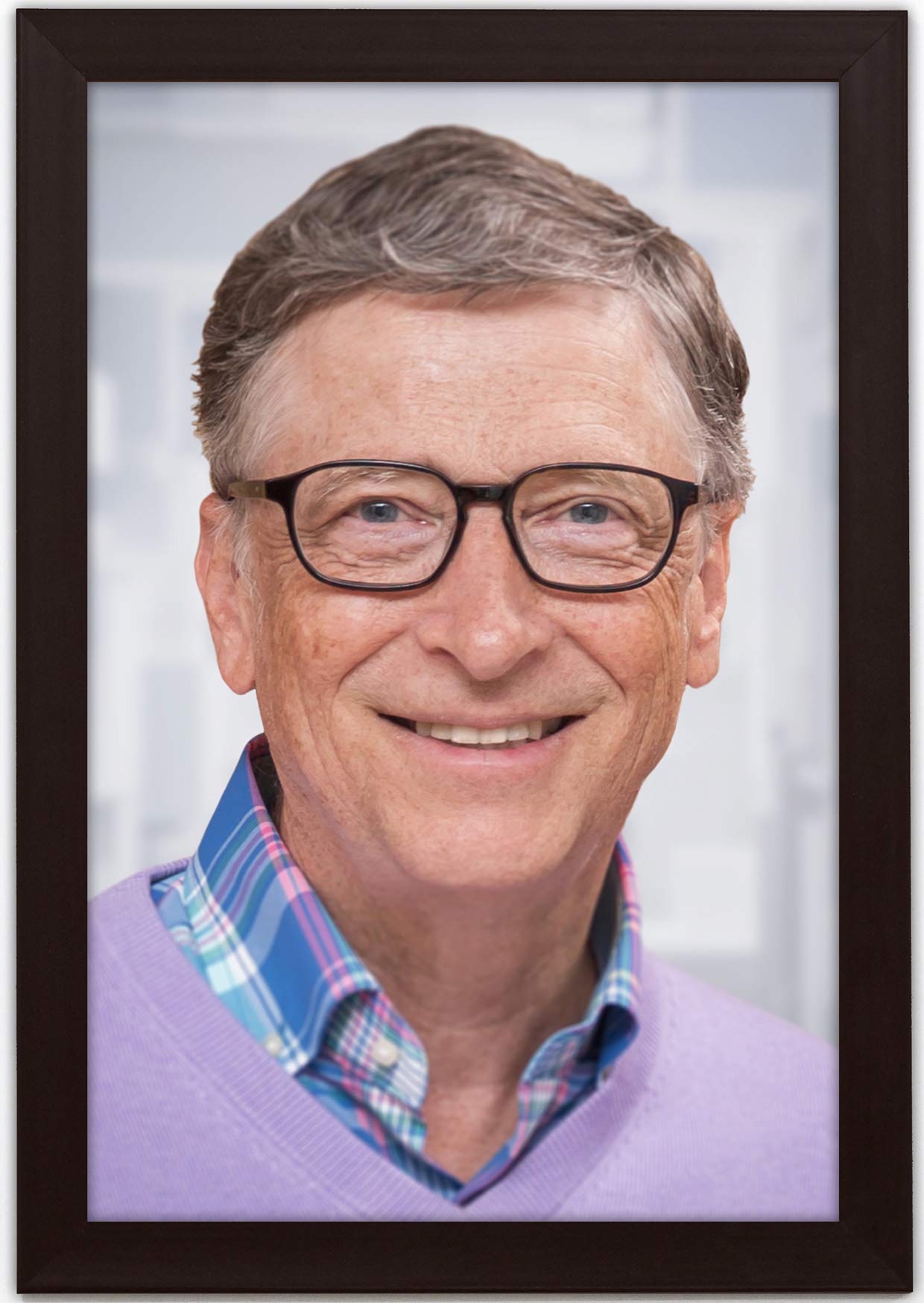 Braj Art Gallery BILL GATES Framed Portrait 13.5X19.5 Inches