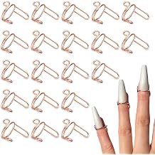 20 Pieces Detachable Nail Rings Rose Gold, Adjustable Fingernail Rings for Women Gift, Reusable No Glue Metal Nails for Fingers Art Decoration Rose Gold