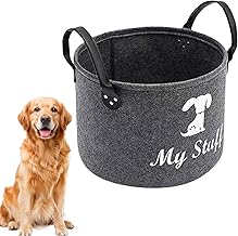 Dog Toy Storage Basket, Dog Toy Basket, Foldable Felt Storage Box with Handle, for Pet Supplies Storage of Toys and Small Objects