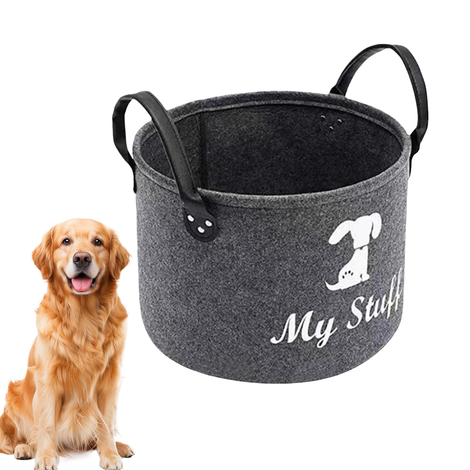 POPAPIE 1 Stück Hundespielzeug Aufbewahrung,Filz Spielzeüg Aufbewahrungsbox,Hundespielzeüg Korb Mit Griff,32x23cm,Tiefgrau,für die Organisation von Haustierspielzeug Und Tierbedarf Küche, Haushalt & Wohnen