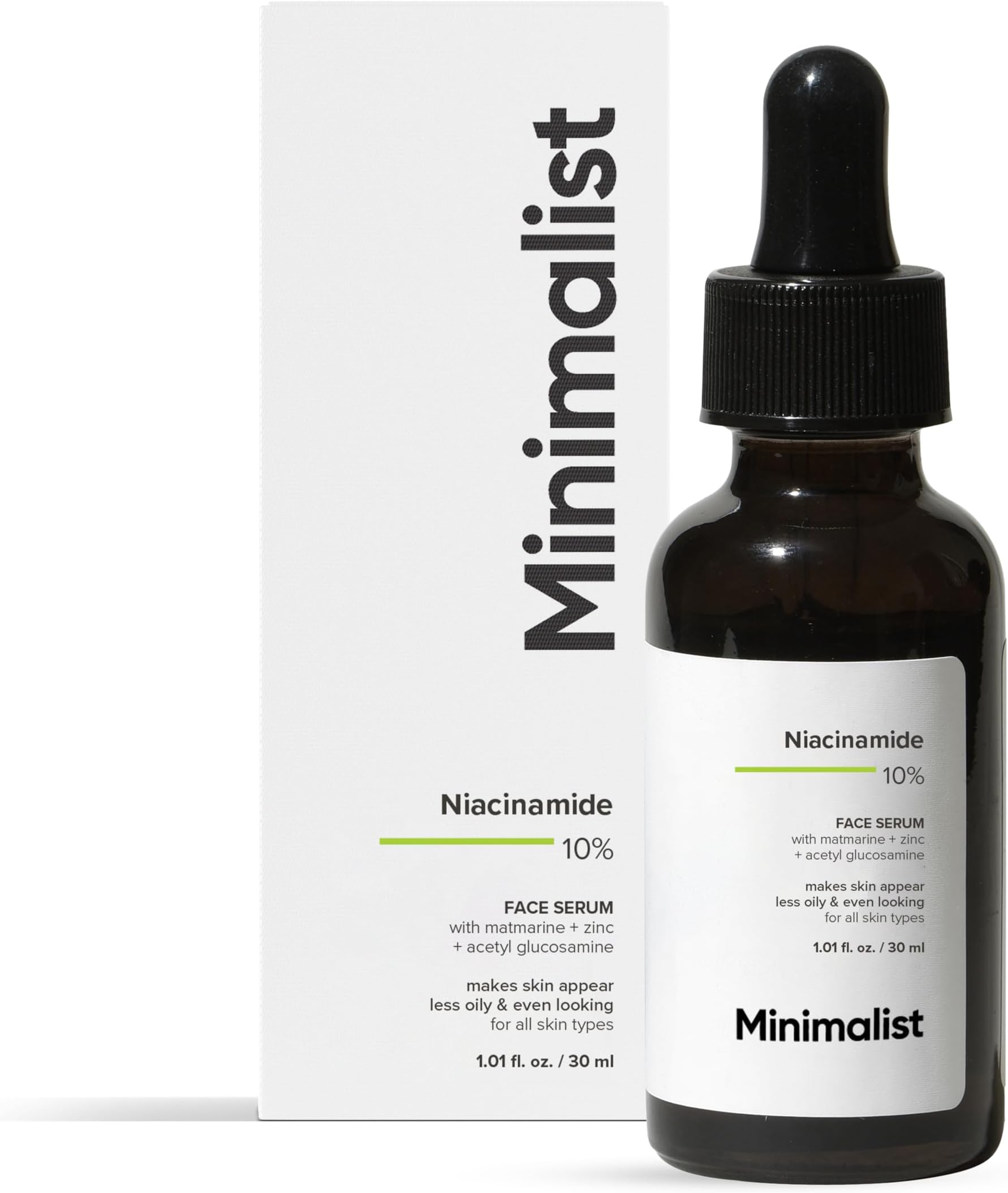 Niacinamide 10% Face Serum | Minimalist Serum Reduces Pores, Acne Marks & Oil | Reduces Blemishes for Even Skin Tone | For Women & Men | 1 Fl Oz / 30 ml