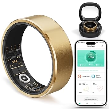 YULUCKGO Health Tracker Fitness Ring Smart Ring for Health Monitor Gold(9#)