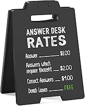 Office Desk Decor Funny Sign "Answer Desk Rates" Humor Plaque, Sarcastic Funny Gag Gift for Coworker, Friends, IT Support, Boss, Customer Service, Cubicle Decor, Christmas White Elephant Gifts
