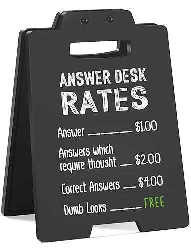 Office Desk Decor Funny Sign "Answer Desk Rates" Humor Plaque,