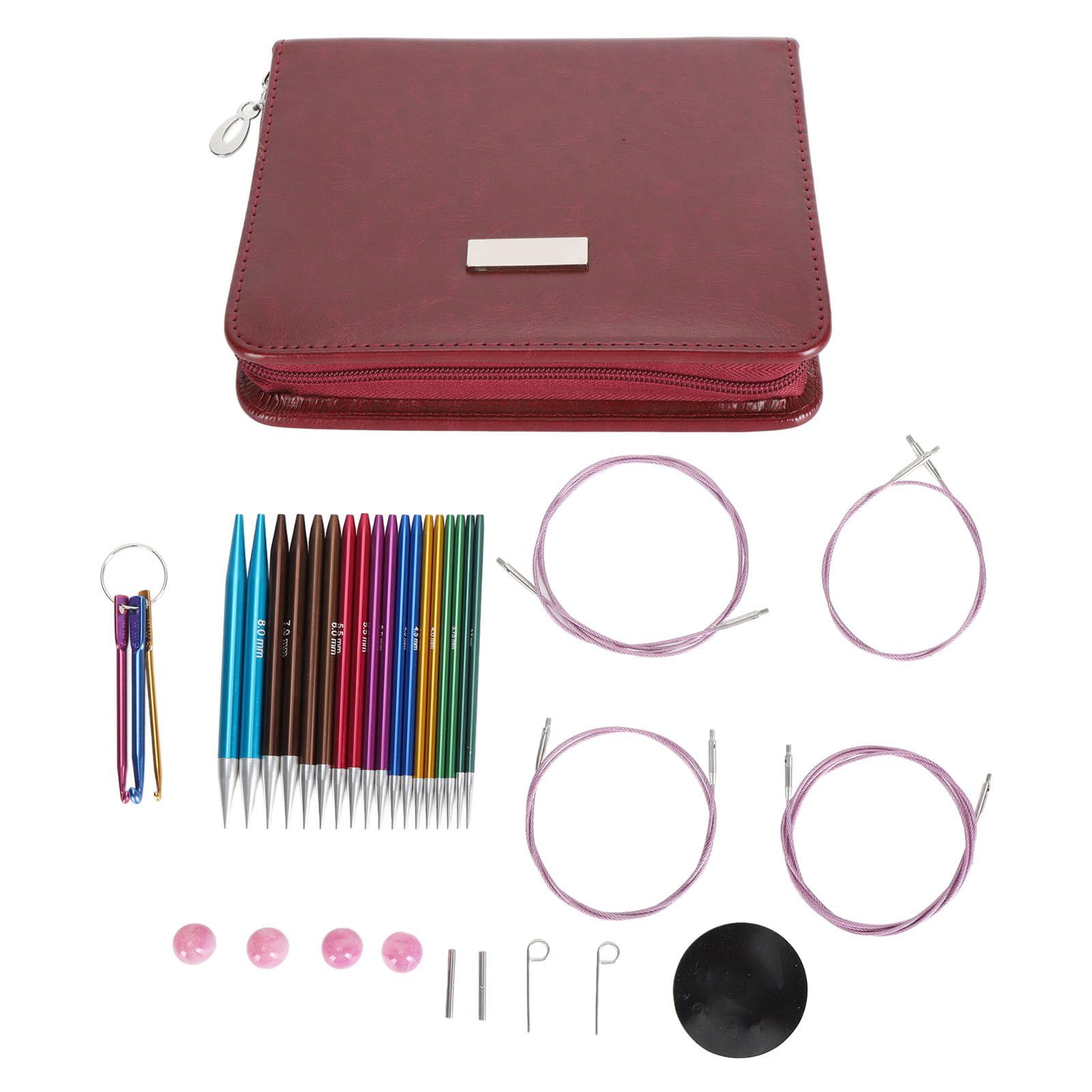 Set di Ferri da Maglia Circolari da 3 a 8 Mm, Intercambiabili, Colori Assortiti, Leggeri e Durevoli, per Artigianato