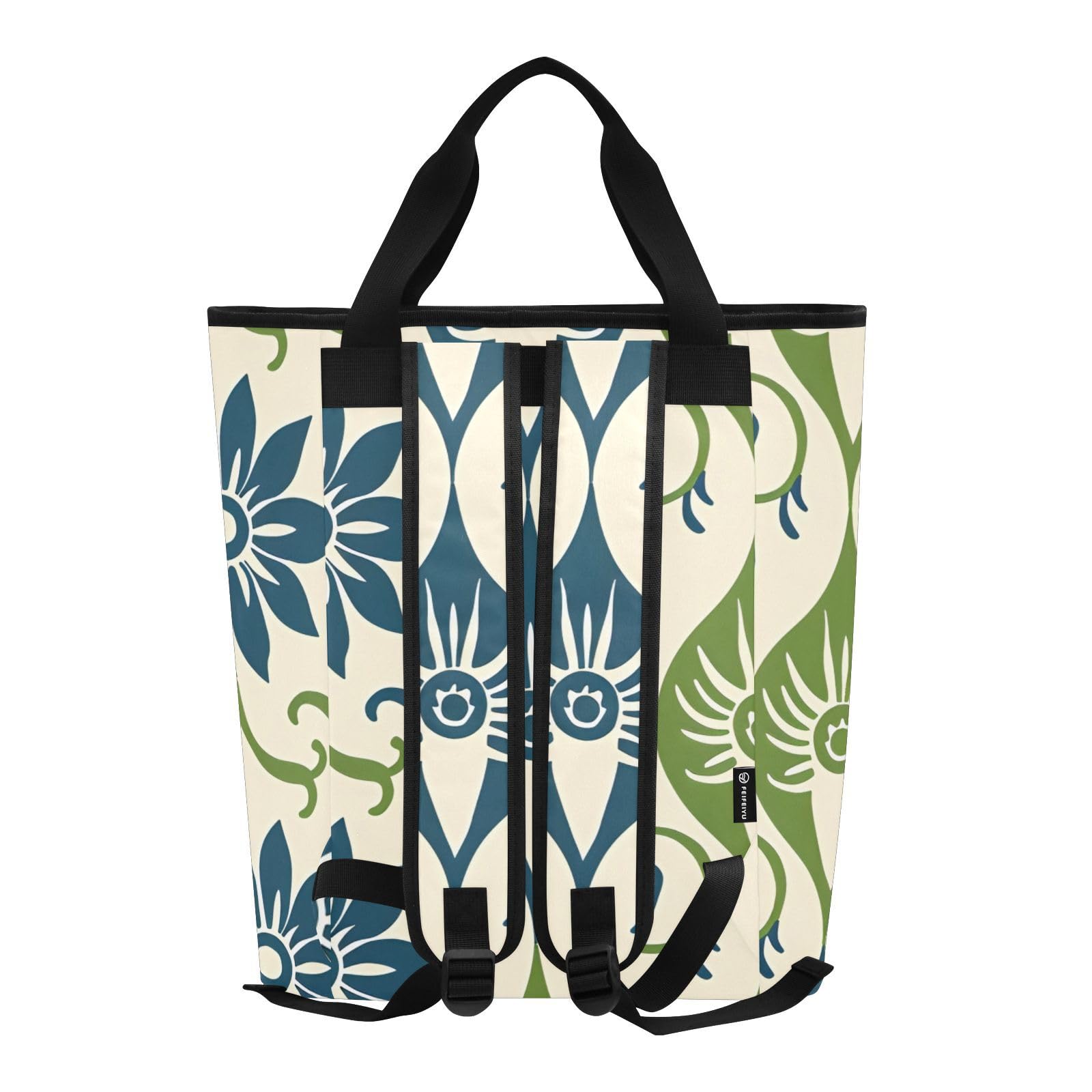 Bokkoy Blue Green Texture Insulated Cooler Bag with Ice Pack?Large Capacity Waterproof Thermal Lunch Bag?Reusable Cooler Bags for Picnic, Travel