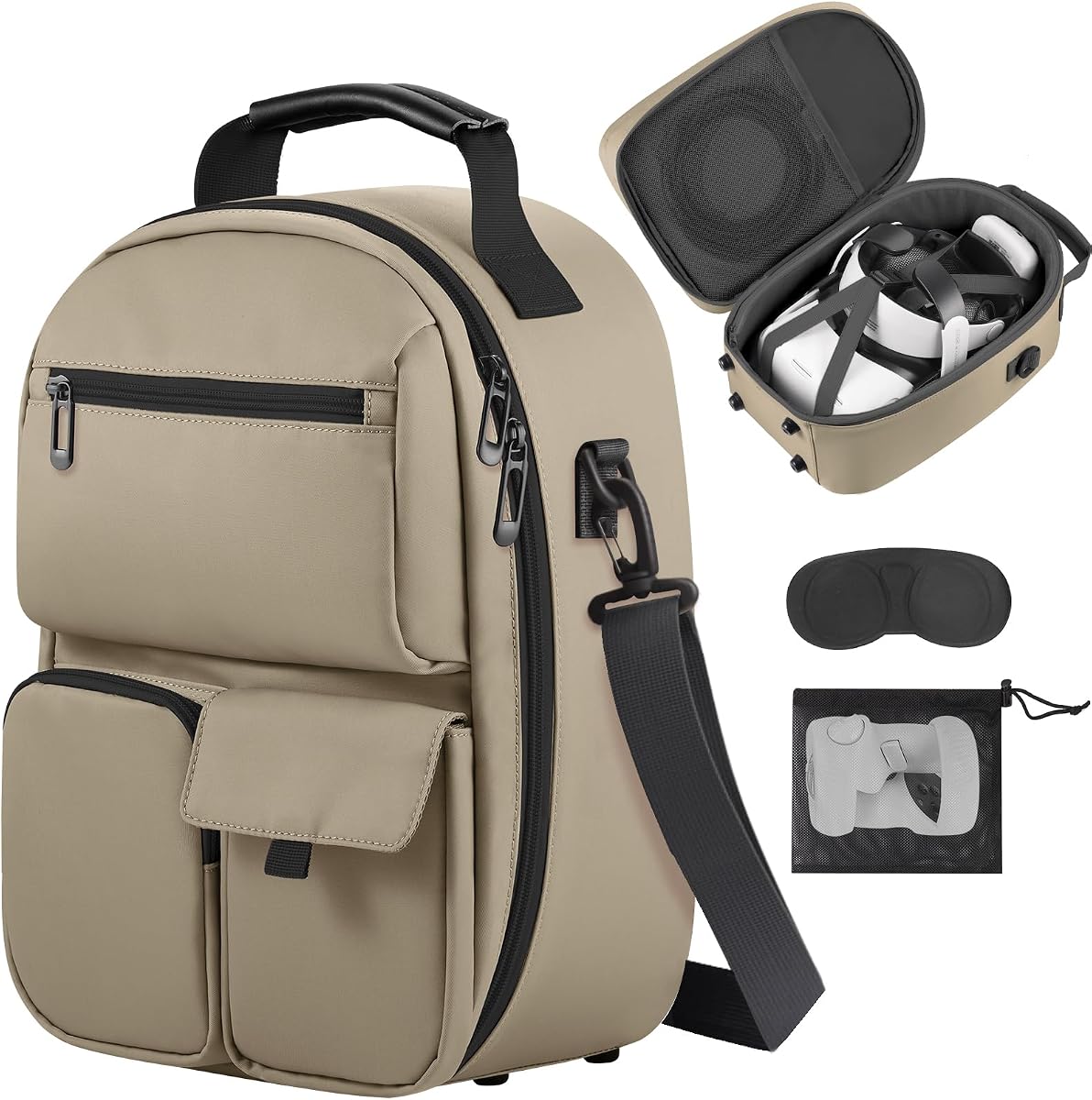 FOREGOER Estuche de transporte para Meta Quest 3/Quest 3S/Oculus Quest 2, estuche rígido de almacenamiento de viaje compatible con auriculares Meta Oculus Quest 2, Quest Pro y accesorios, auriculares para juegos VR todo en uno