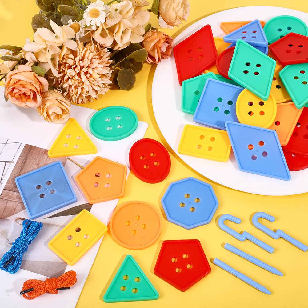 200Stk Große Helle Bastelknöpfe Bunte Perlen Knöpfe Lebhafte Farben Geometrische Formen Zum Auffädeln Für DIY Bastelprojekte Häkeln Stricken Geschenke