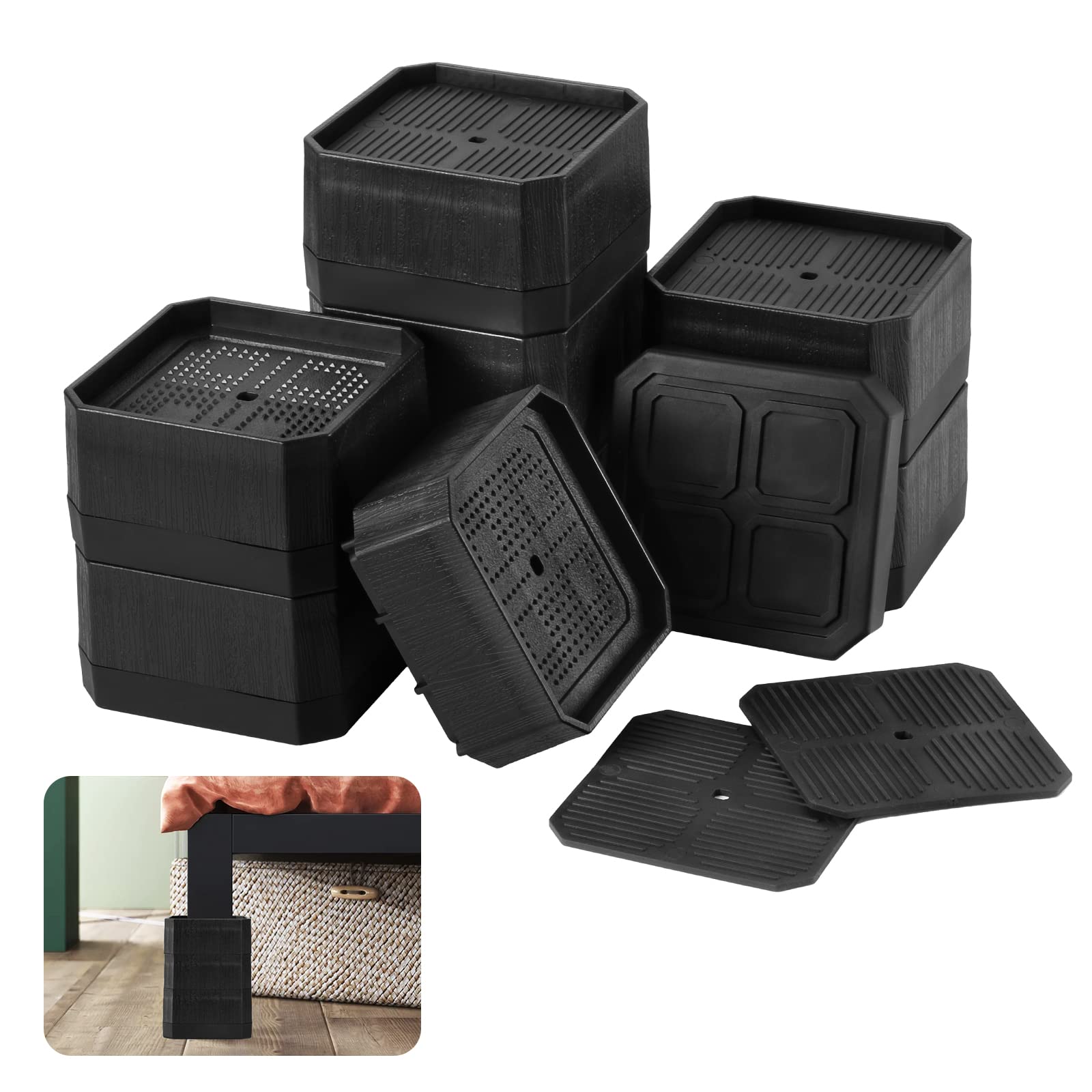 4stuks verstelbare meubelverhogers 7,5cm, meubelverhogers met schroefklemmen, zwaar belastbaar voor vierkante ronde poten 22-42 mm Stoelen bedden (7,5 cm bruin 4stuks verstelbare meubelverhogers 7,5cm, meubelverhogers met schroefklemmen, zwaar belastbaar voor vierkante ronde poten 22-42 mm Stoelen bedden (7,5 cm bruin