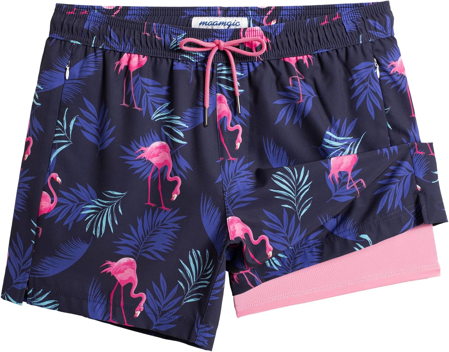 maamgic 5inch Mens Swim Trunks with Compression Liner 2-in-1 Swimming Shorts Stretch Quick Dry with Zipper Pockets