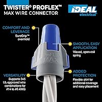 Vista 2 de IDEAL Electrical Twister ProFLEX MAX (30-348) Conector de Cable Azul/Gris, Caja de 25 — Tuercas de Cable de Rosca Suave para Cableado