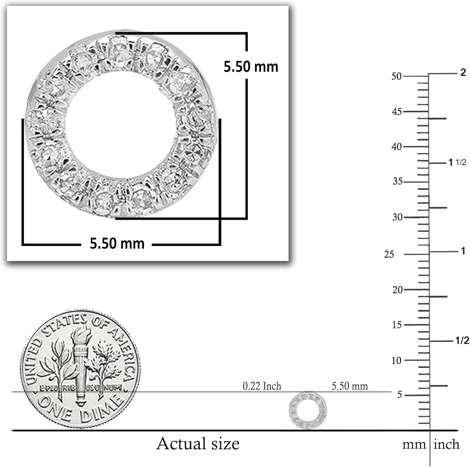 Dazzlingrock Collection 0.10 Cttw Round Lab Grown White Diamond Open Circle Stud Earrings for Women in 10K Solid Gold