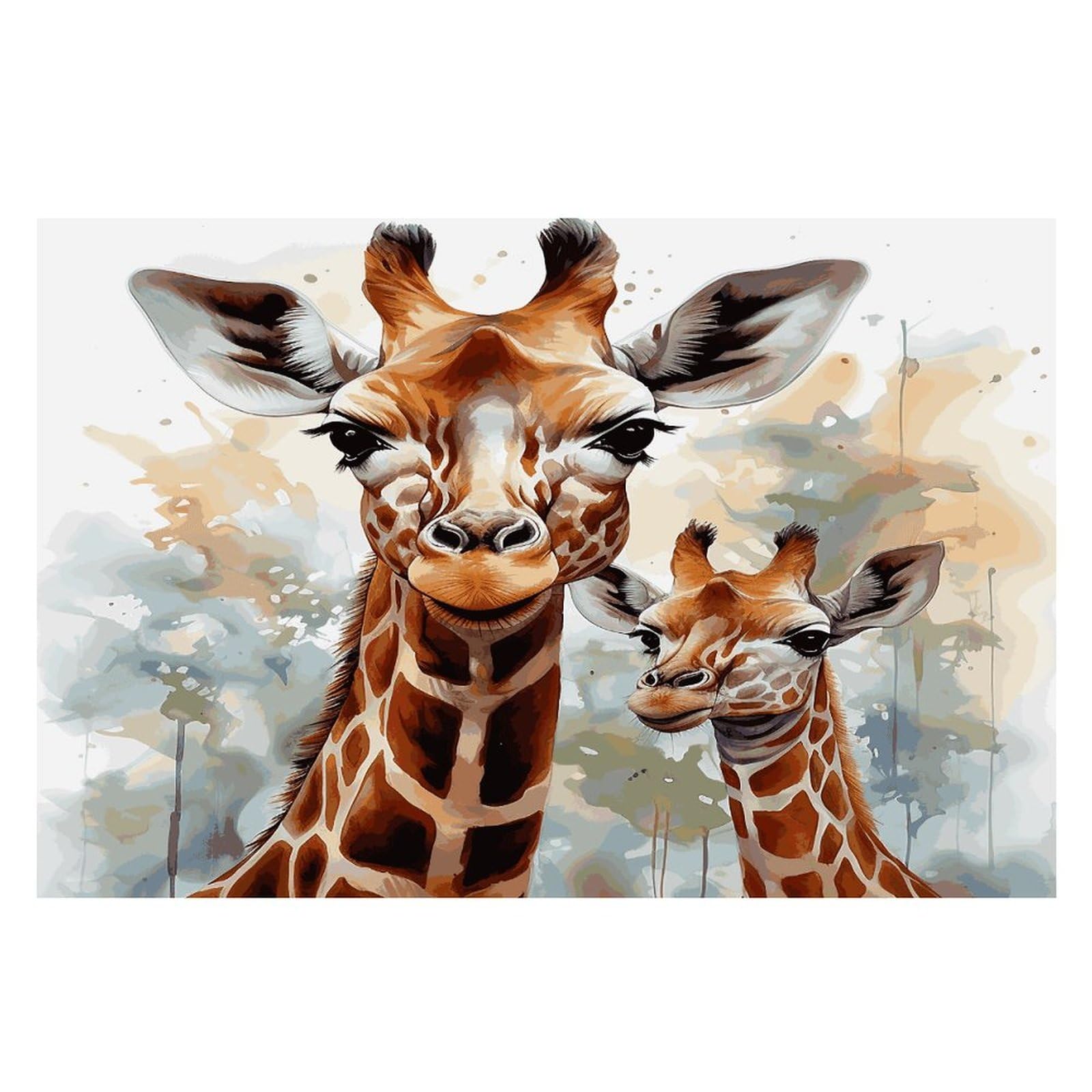 Watercolor Deer Giraffe Placemats Heat Resistant Non-Slip Place Mats Washable Linen Placemats Waterproof Reusable Dining Table Mats for Home Party Dining Kitchen Decor 30x45cm