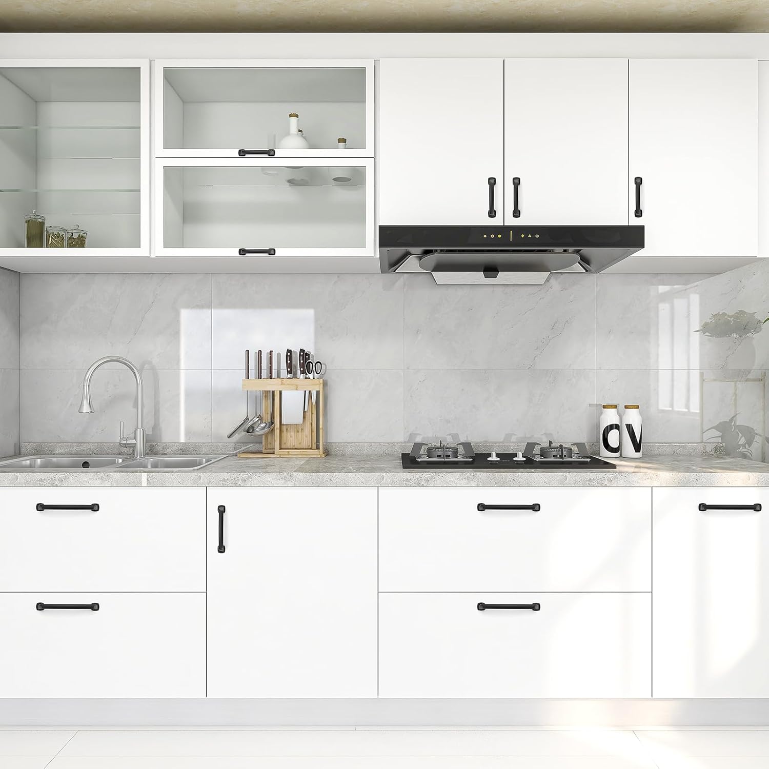 30 Pack Cabinet Handles Arch Cabinet Pulls - 5 Inch Drawer Pulls Black Kitchen Drawer Handles Curved Dresser Hardware Solid Kitchen Hardware