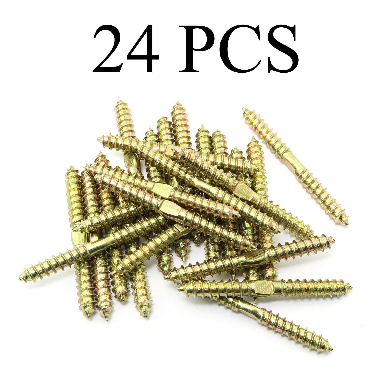 24pcs Double Ended Self-Tapping Screw M6x60mm Double Sided Screws, Double End Furniture Screw for Making Joints Between Two Pieces of Wood