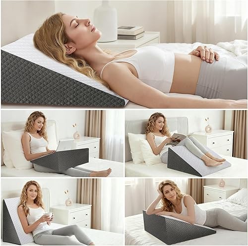 Miniatura 5 de Almohada de cuña para apnea del sueño, almohada de cuña de cama para cabecero, almohada triangular de cuña para cabecero para reflujo ácido, después