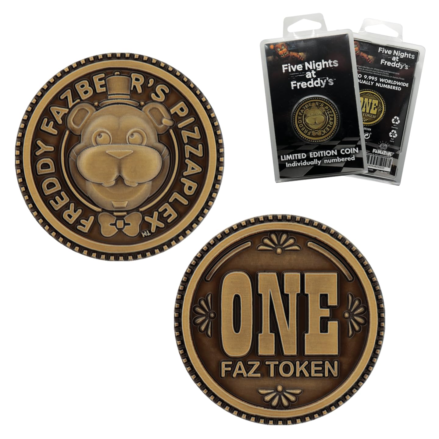 Fanattik Metallic Five Nights At Freddy’s One Faz Token Collectible Coin – Officially Licensed Limited Edition Merchandise – 38Mm Diameter – Fnaf Pizzeria Simulator Replica (9,995 Worldwide)