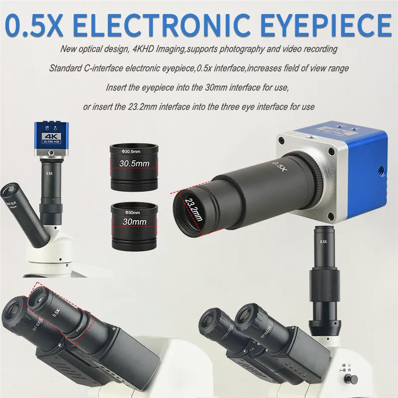 Cámara de Microscopio Industrial 4K HD 8.3MP Resolución de Oculares Electrónicos para Microscopio Biológico