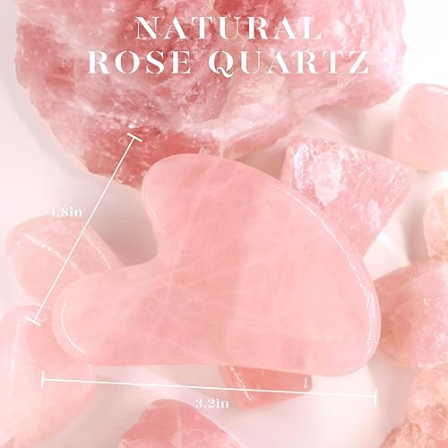 Miniatura 5 de BAIMEI Gua Sha Herramientas faciales Herramienta de masaje de cuarzo rosa para aliviar la fatiga y tensar la piel, palos de masaje manual para