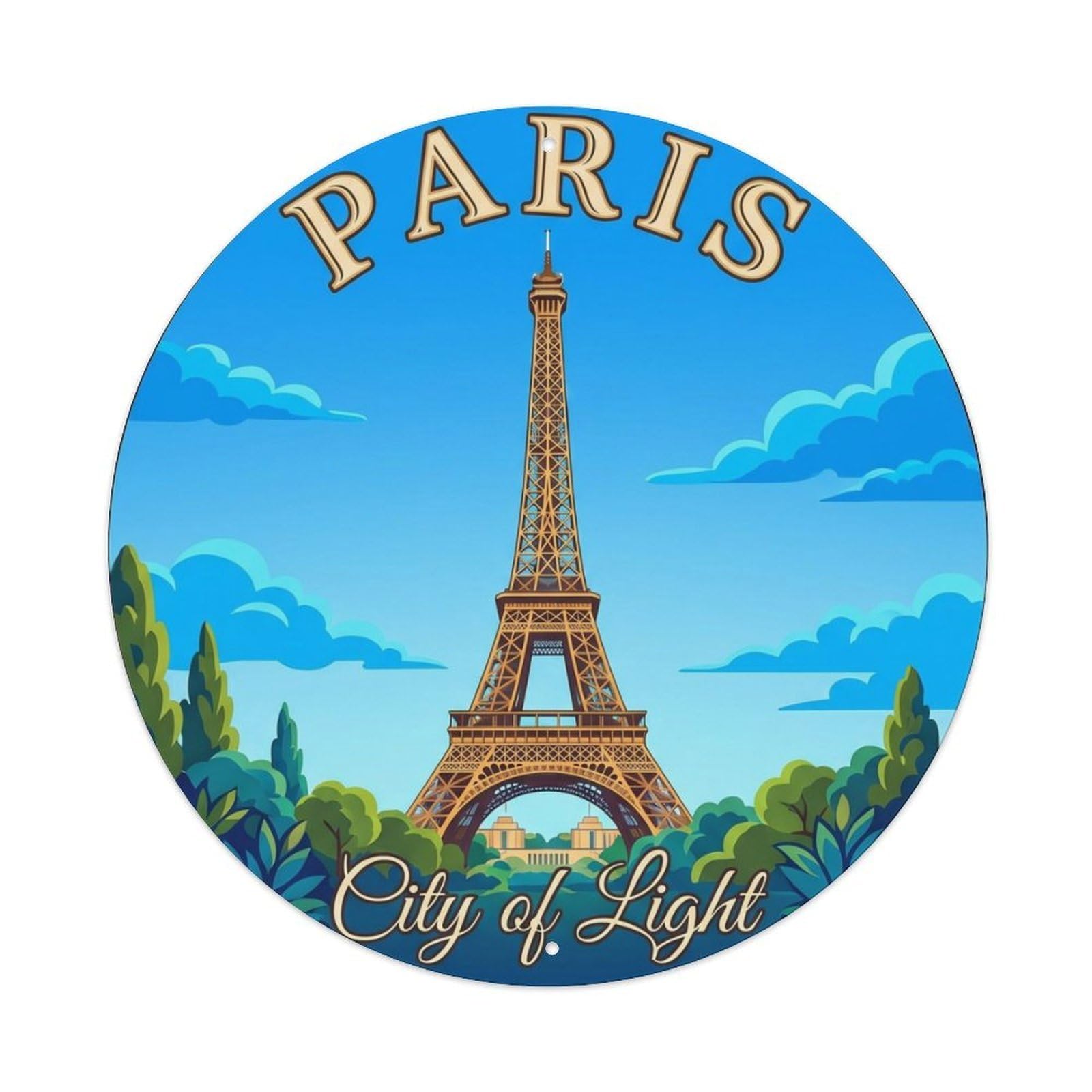 Fqnyr Style Vintage Travel Eiffel Tower Paris Metal Tin Sign