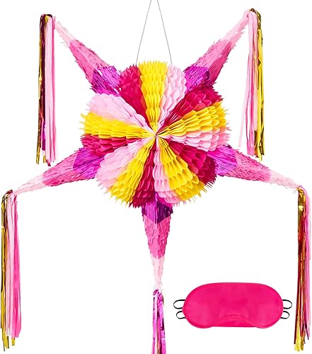 Miniatura 95 de Piñata plegable de unicornio, suministros para fiesta de cumpleaños, piñata extensible con bate y flecos, decoración de fiesta temática, piñatas