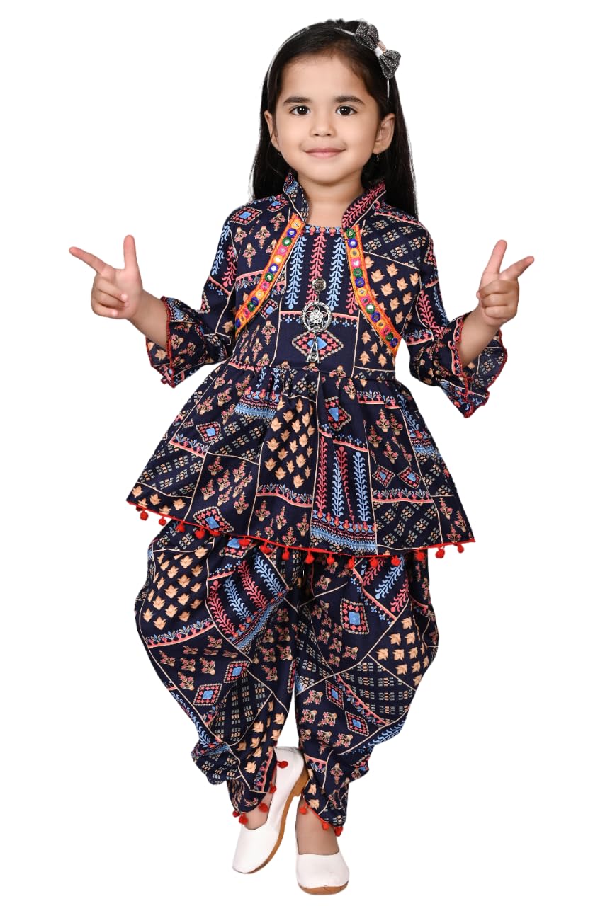N.H.FASHIONComfortable Casual Traditional Festive Wear Regular Fit Navratri Dress Set for Girls