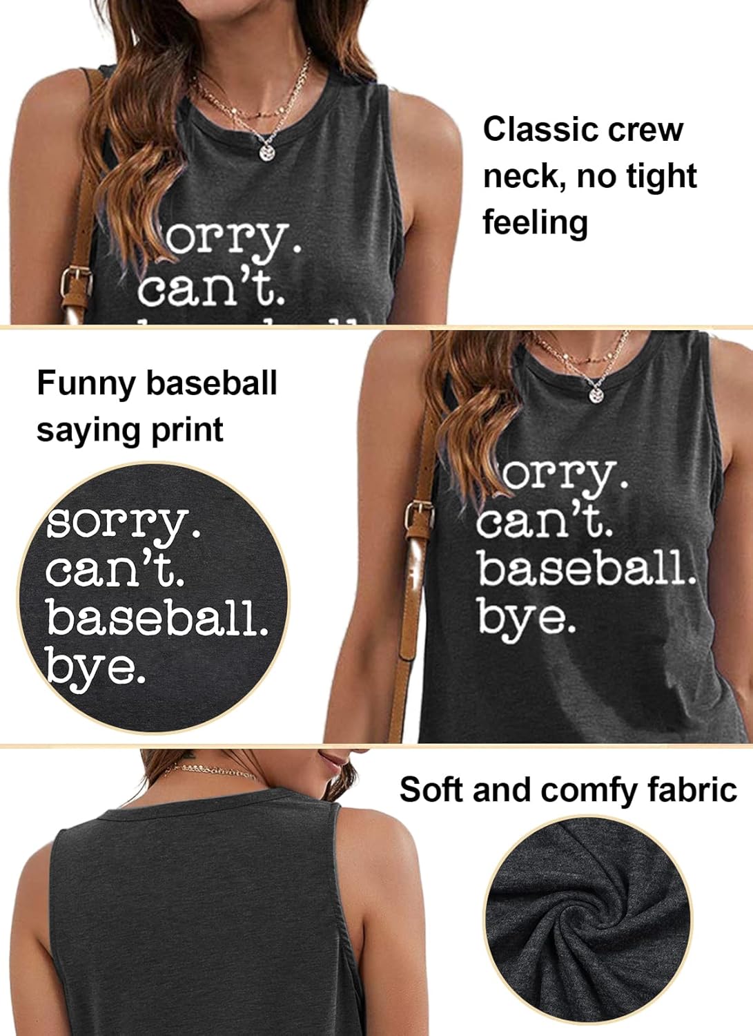 Women Baseball Tank Top Baseball Mom Shirt Casual Summer Baseball Sleeveless Muscle Tee Tops - Image 5