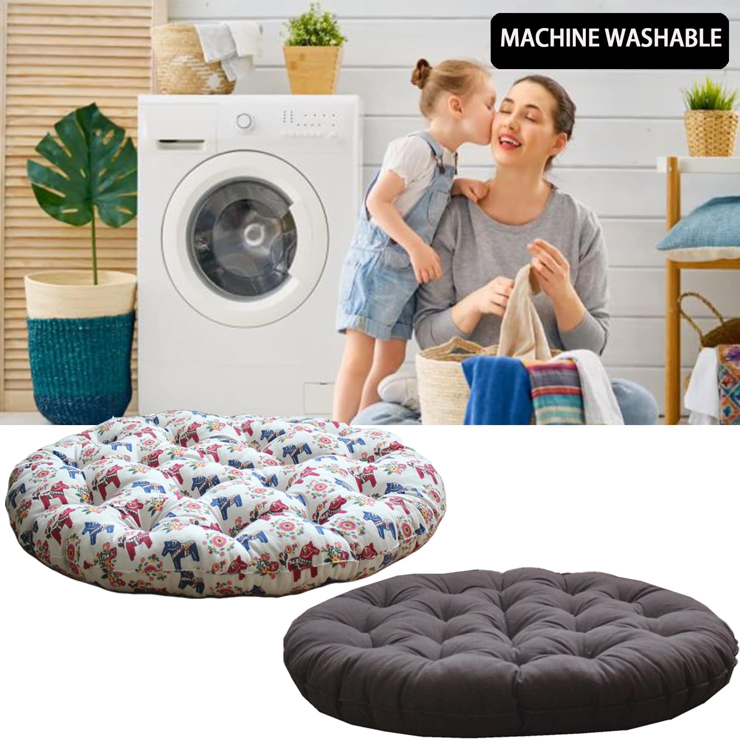 29.5in Japanese Large Linen Round Futon Floor Pillow - Image 4