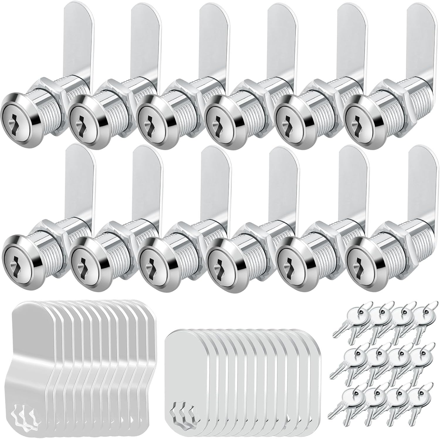 Premium Cabinet Cam Locks Keyed Alike 12 Pack, 1-1/8" Cabinet Locks for Secure Files Drawers Dresser RV Compartment Lock Tool Box Replacement Hardware, Zinc Alloy