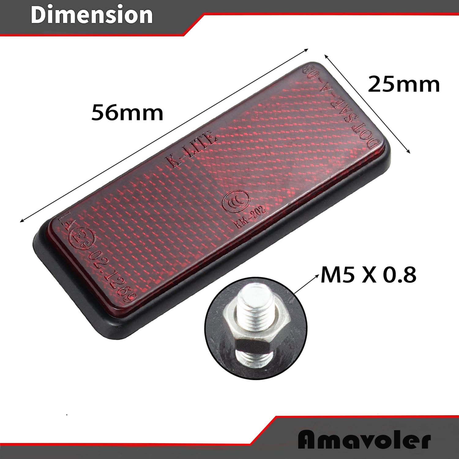 サンディニスタ/Modernize Reflector MA-1 Amazon.com: amavoler 2 Pcs M5x0.8 Red Rectangle Universal