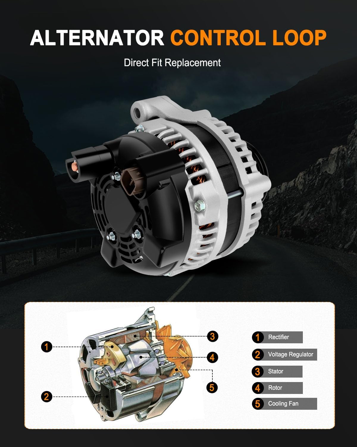 New Alternator Fit for 2001-2002 for Acura MDX 3.5L 2002-2004 for Honda Odyssey 3.5L 2003-2004 for Honda Pilot 3.5L, Replace OE 13918